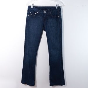 True Religion Tori Dark Wash Denim Embellished Jeans Pockets Size 27 x 30